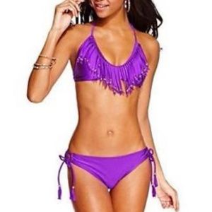 Purple fringe bikini set, Raisins, M